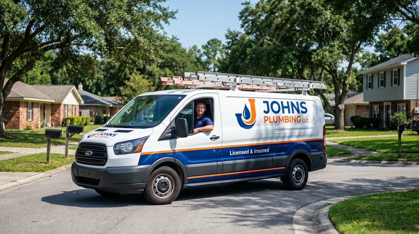 Johns Plumbing LLC service van in Carteret, NJ