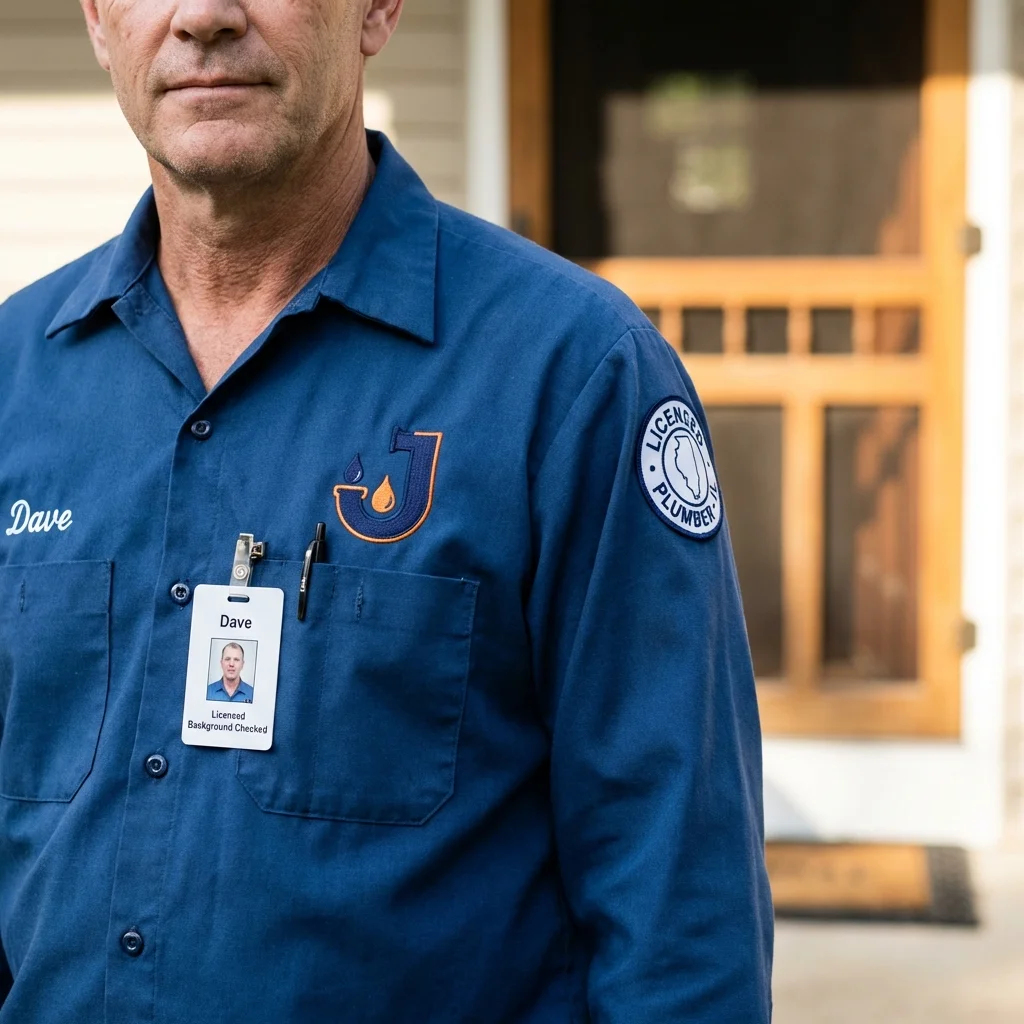 Licensed plumber showing ID badge in Carteret, NJ