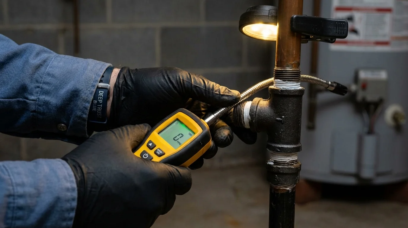 Gas leak detection with electronic sniffer by Johns Plumbing LLC in Carteret