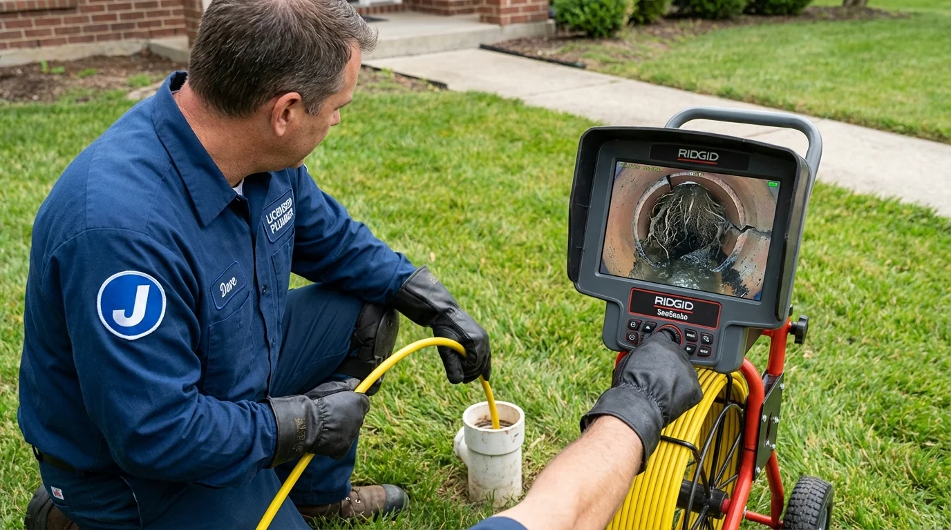 Sewer camera inspection being performed by Johns Plumbing LLC in Carteret