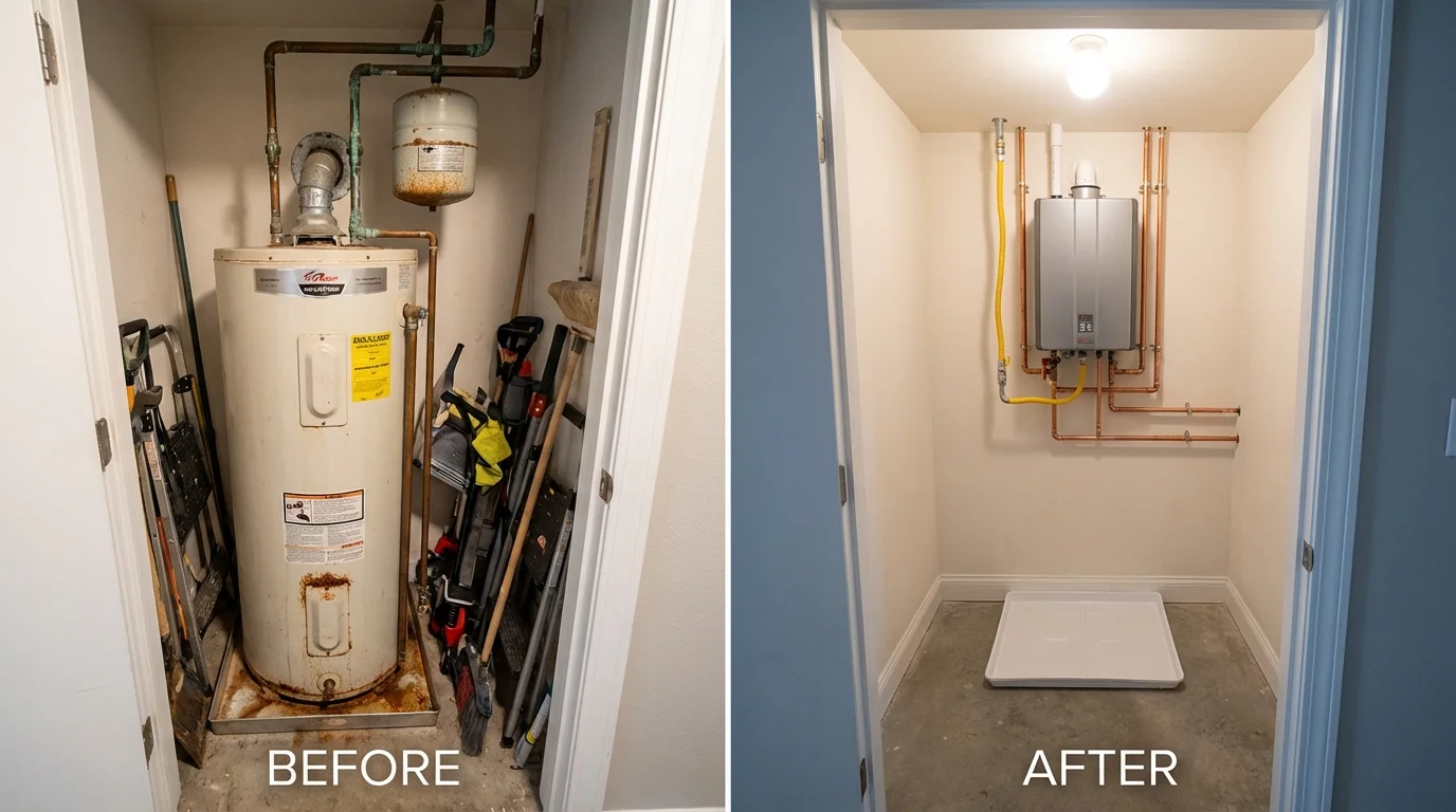 Tank water heater versus wall-mounted tankless unit comparison for Carteret, NJ homeowners
