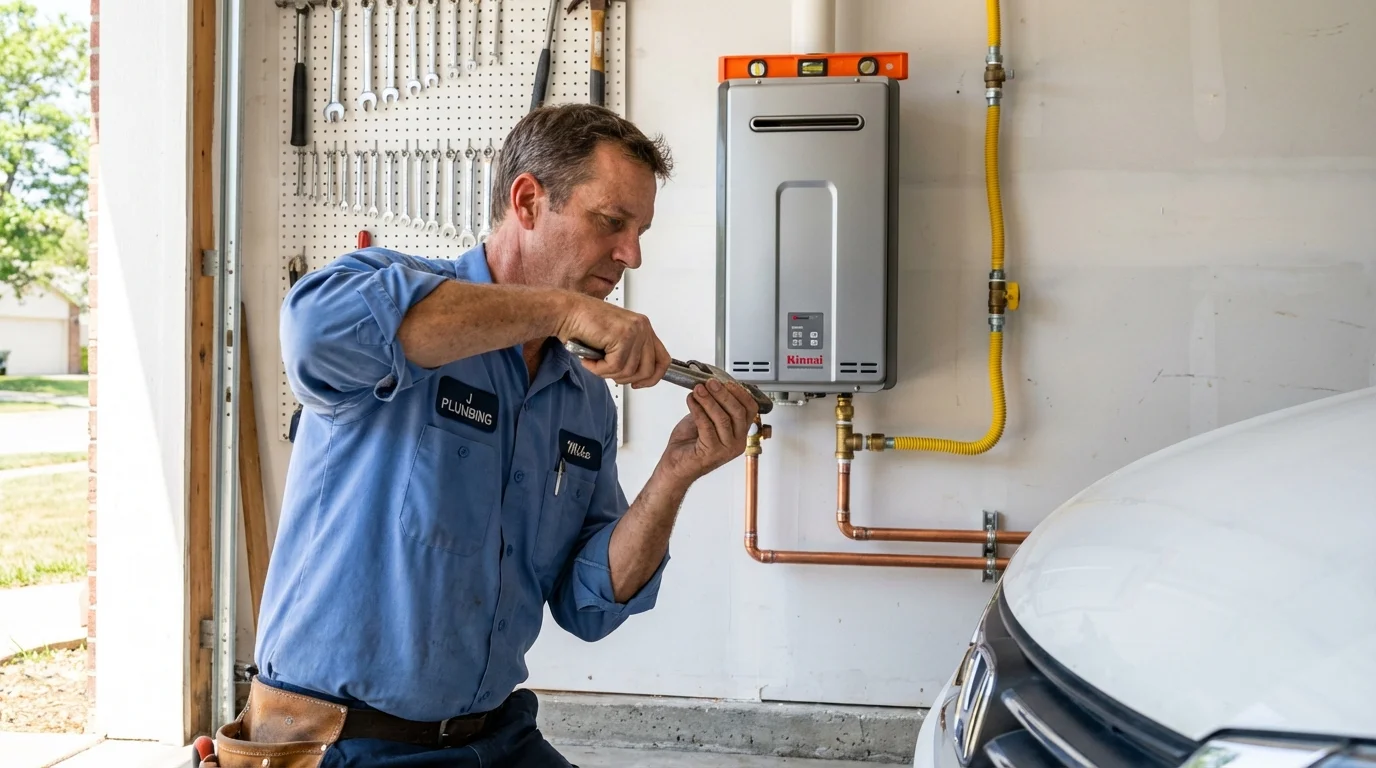 Tankless water heater installation by a Johns Plumbing LLC plumber in Carteret