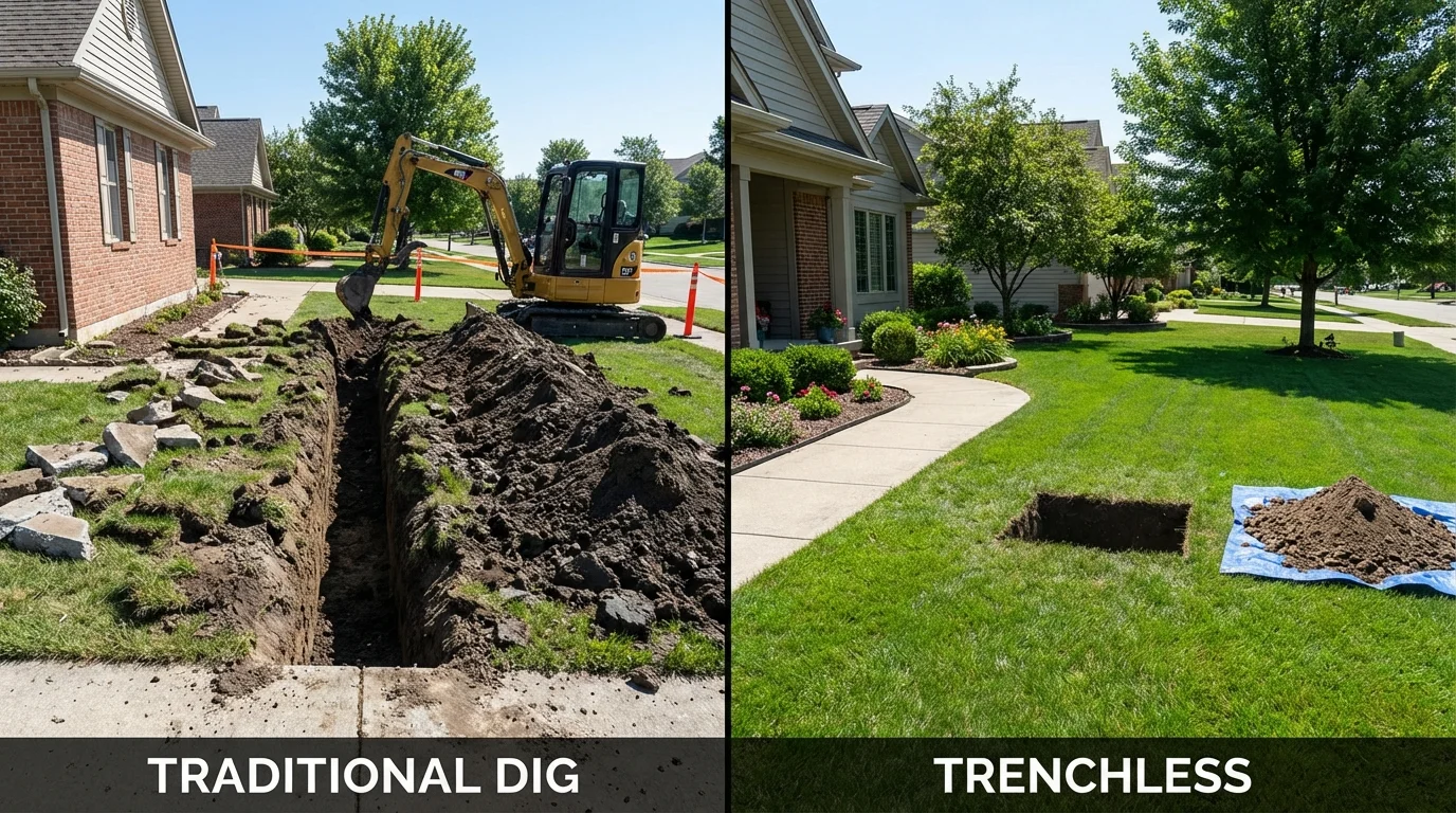 Trenchless sewer repair with minimal yard damage versus traditional excavation in Carteret, NJ